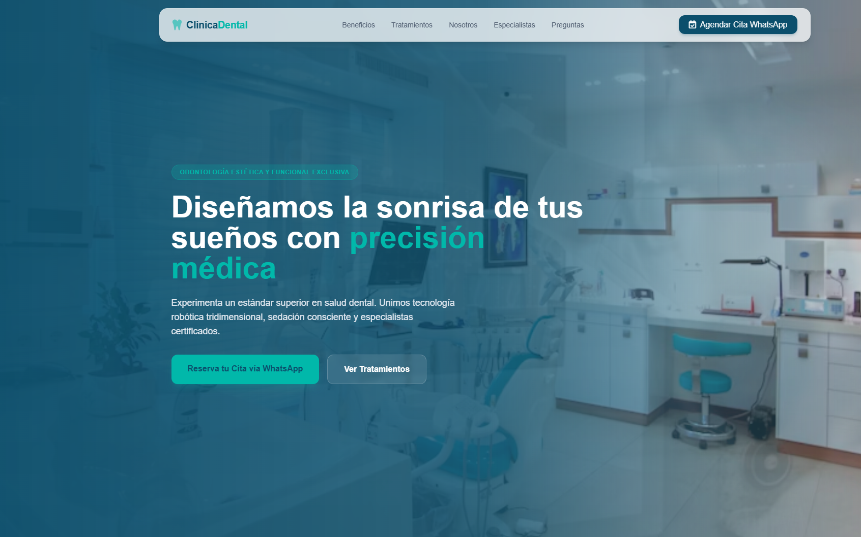 Sitio web desarrollado para clínica dental